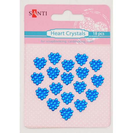 A1908Набір кристалів самоклеючі сердечка синього кольору, 18 шт