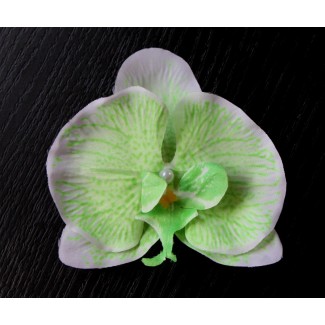 Заколка Орхидея зелёно-белая