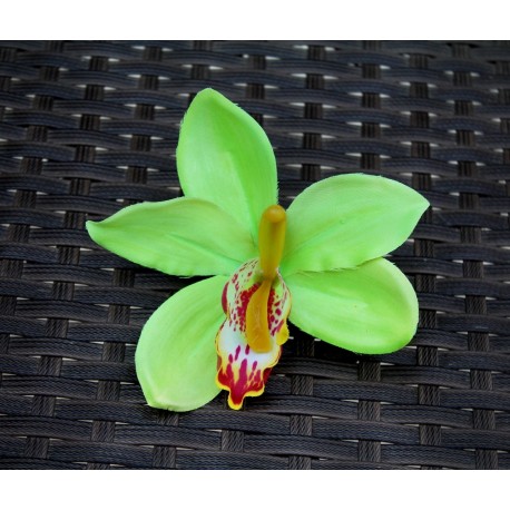 Заколка Орхидея Цимбидиум зелёная