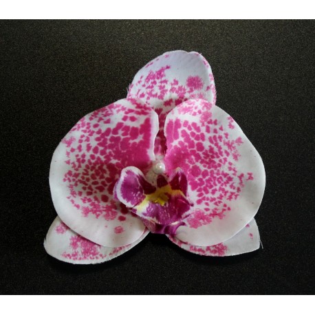 Заколка Орхидея бело-малиновая